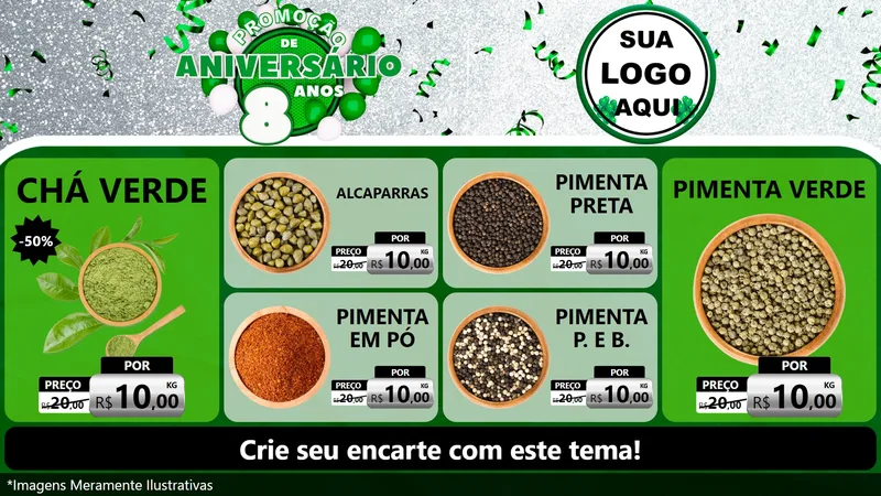 Modelo de TV para TV Horizontal com o tema Promoção de Aniversário - 8 Anos para Produtos Naturais