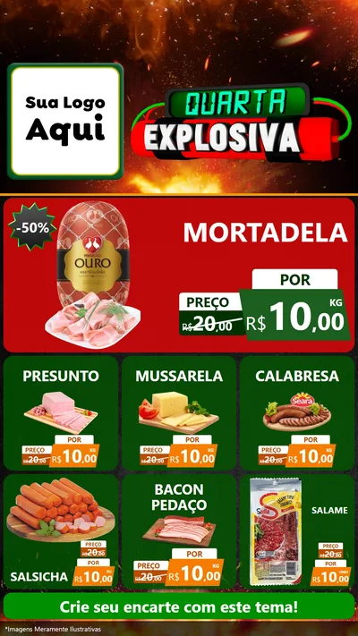 Modelo de Rede Social para Stories com o tema Quarta Explosiva para Frios e Laticínios