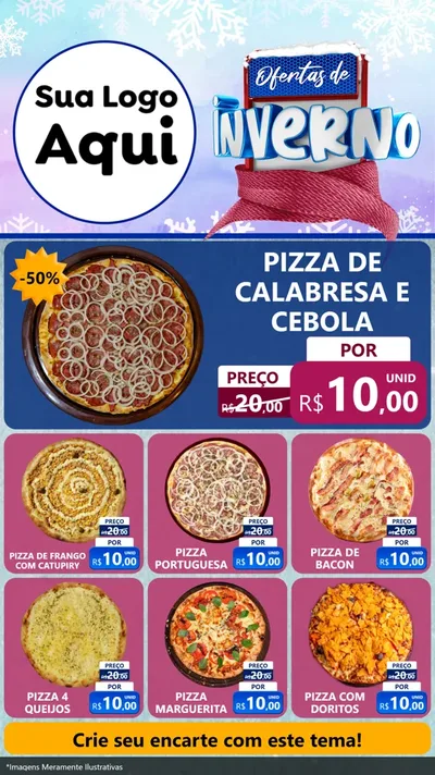 Modelo de Rede Social para Stories com o tema Ofertas de Inverno para Pizzaria
