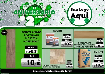 Modelo de Encarte para Encarte A4 Horizontal com o tema Promoção de Aniversário - 2 Anos para Pisos e revestimentos