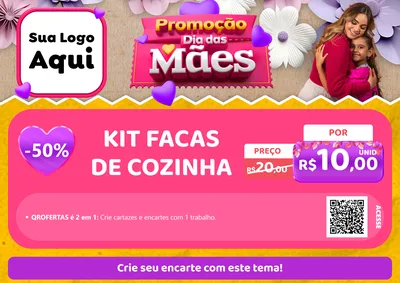 Modelo de Cartaz para Cartaz A4 Horizontal com o tema Promoção Dia das Mães para Utilidades Domésticas