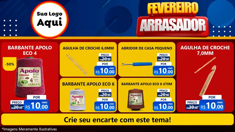 Modelo de TV para TV Horizontal com o tema Fevereiro Arrasador para Armarinho e Aviamentos