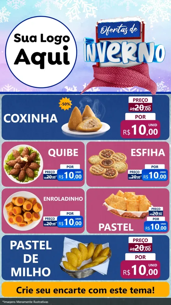 Modelo de TV para TV Vertical com o tema Ofertas de Inverno para Salgadaria
