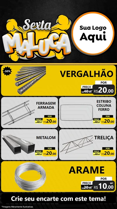 Modelo de TV para TV Vertical com o tema Sexta Maluca para Ferragens