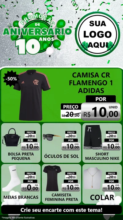 Modelo de Rede Social para Stories com o tema Promoção de Aniversário - 10 Anos para Roupas e acessórios