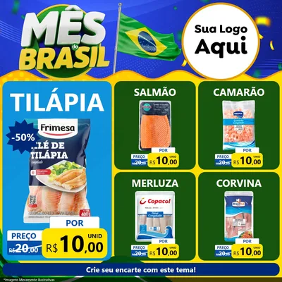 Modelo de Rede Social para Feed Facebook com o tema Mês do Brasil para Peixaria