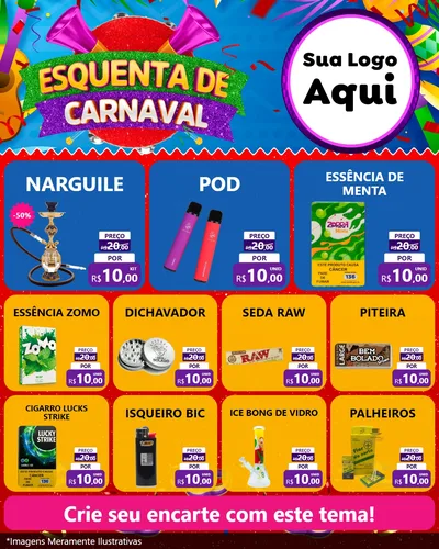 Modelo de Rede Social para Feed Instagram com o tema Esquenta de Carnaval para Tabacaria
