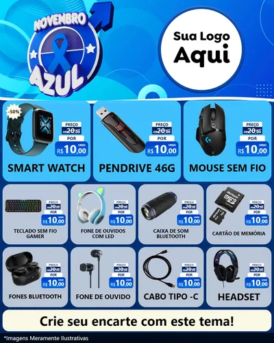 Modelo de Rede Social para Feed Instagram com o tema Novembro Azul para Informática