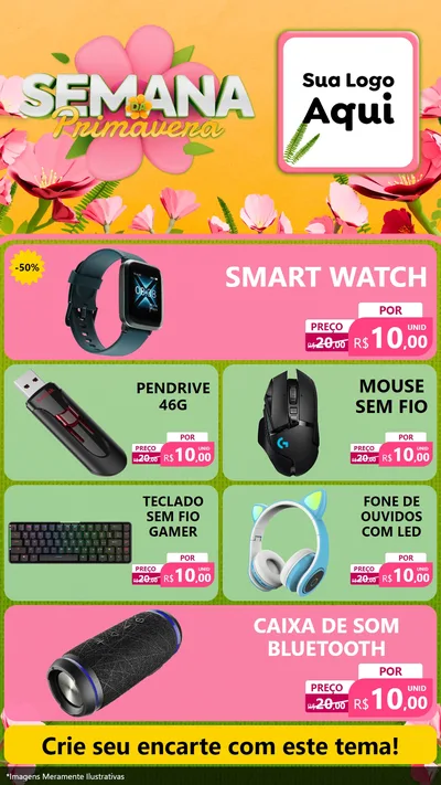 Modelo de TV para TV Vertical com o tema Semana da Primavera para Informática