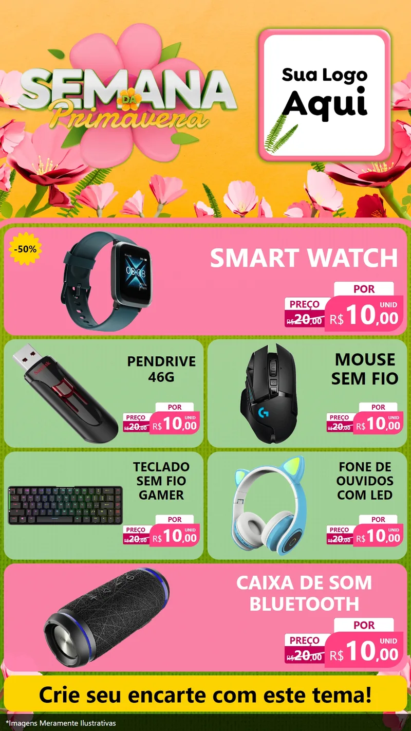Modelo de TV para TV Vertical com o tema Semana da Primavera para Informática