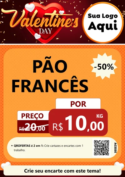 Modelo de Cartaz para Cartaz A4 Vertical com o tema Valentine's Day para Padaria