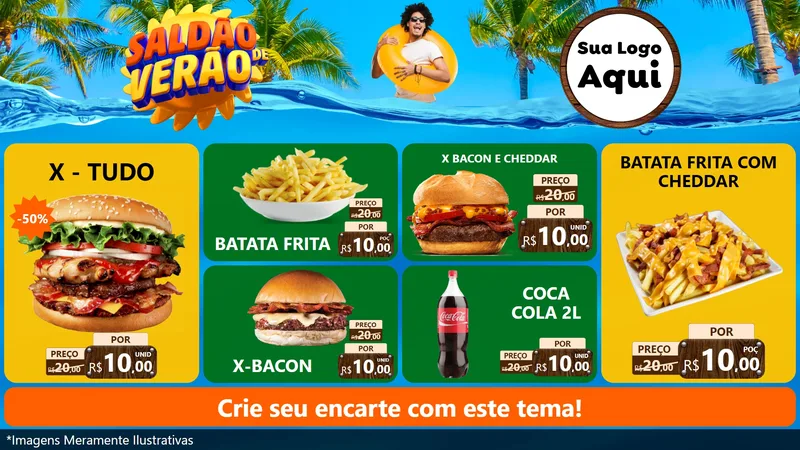 Modelo de TV para TV Horizontal com o tema Saldão de Verão para Hamburgueria