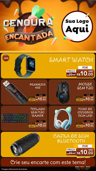 Modelo de TV para TV Vertical com o tema Cenoura Encantada - Páscoa para Informática