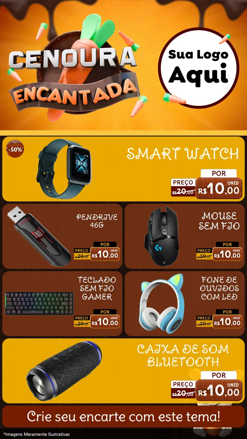 Modelo de TV para TV Vertical com o tema Cenoura Encantada - Páscoa para Informática