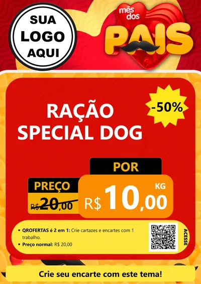 Modelo de Cartaz para Cartaz A4 Vertical com o tema Mês Dos Pais para Pet Shop