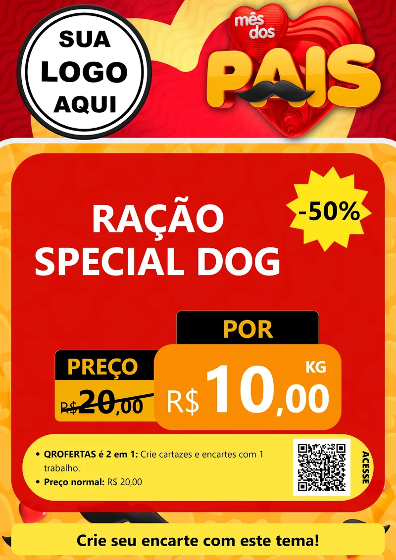Modelo de Cartaz para Cartaz A4 Vertical com o tema Mês Dos Pais para Pet Shop