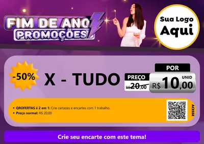 Modelo de Cartaz para Cartaz A4 Horizontal com o tema Fim de Ano Promoções para Hamburgueria