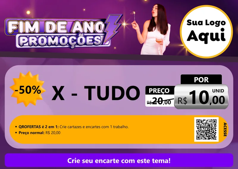 Modelo de Cartaz para Cartaz A4 Horizontal com o tema Fim de Ano Promoções para Hamburgueria
