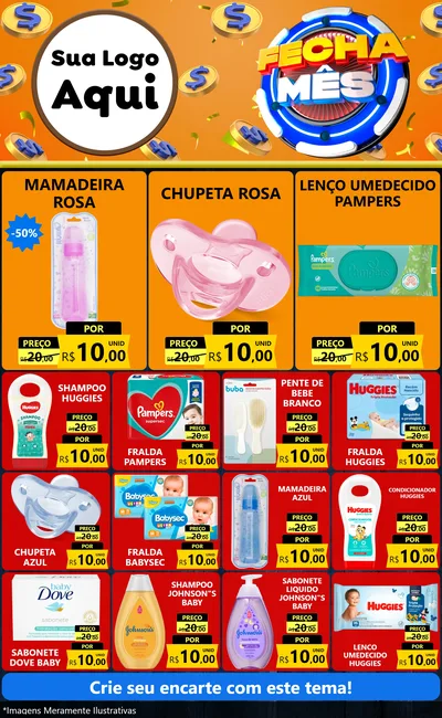 Modelo de Encarte para Encarte Grande com o tema Fecha Mês para Bebês