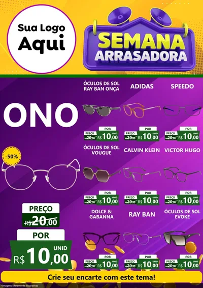 Modelo de Encarte para Encarte A4 Vertical com o tema Semana Arrasadora para Óticas