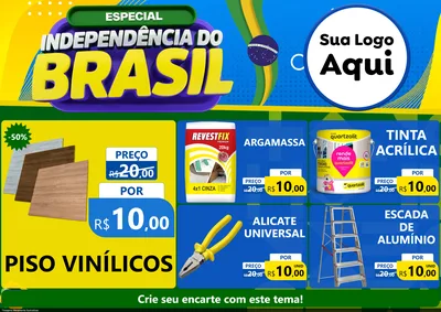 Modelo de Encarte para Encarte A4 Horizontal com o tema Especial Independência do Brasil para Material para Construção