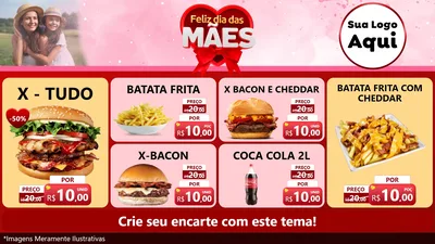 Modelo de TV para TV Horizontal com o tema Feliz Dia Das Mães para Hamburgueria