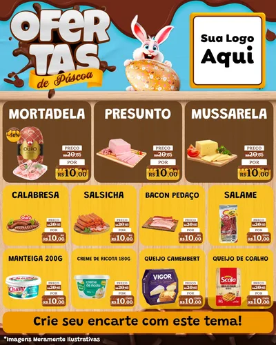 Modelo de Rede Social para Feed Instagram com o tema Ofertas de Páscoa para Frios e Laticínios