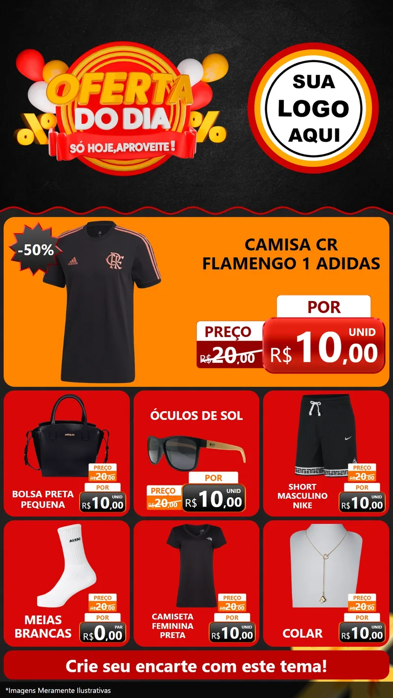 Modelo de Rede Social para Stories com o tema Oferta do Dia - Só hoje, Aproveite! para Roupas e acessórios
