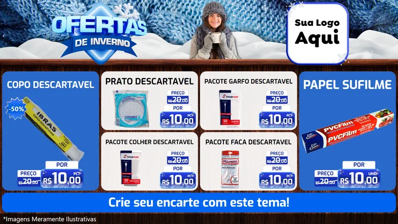 Modelo de TV para TV Horizontal com o tema Ofertas de Inverno para Embalagens