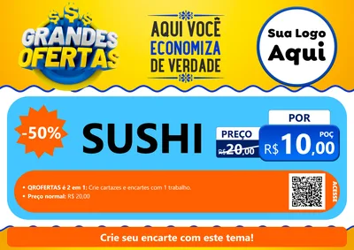 Modelo de Cartaz para Cartaz A4 Horizontal com o tema Grandes Ofertas para Comida japonesa
