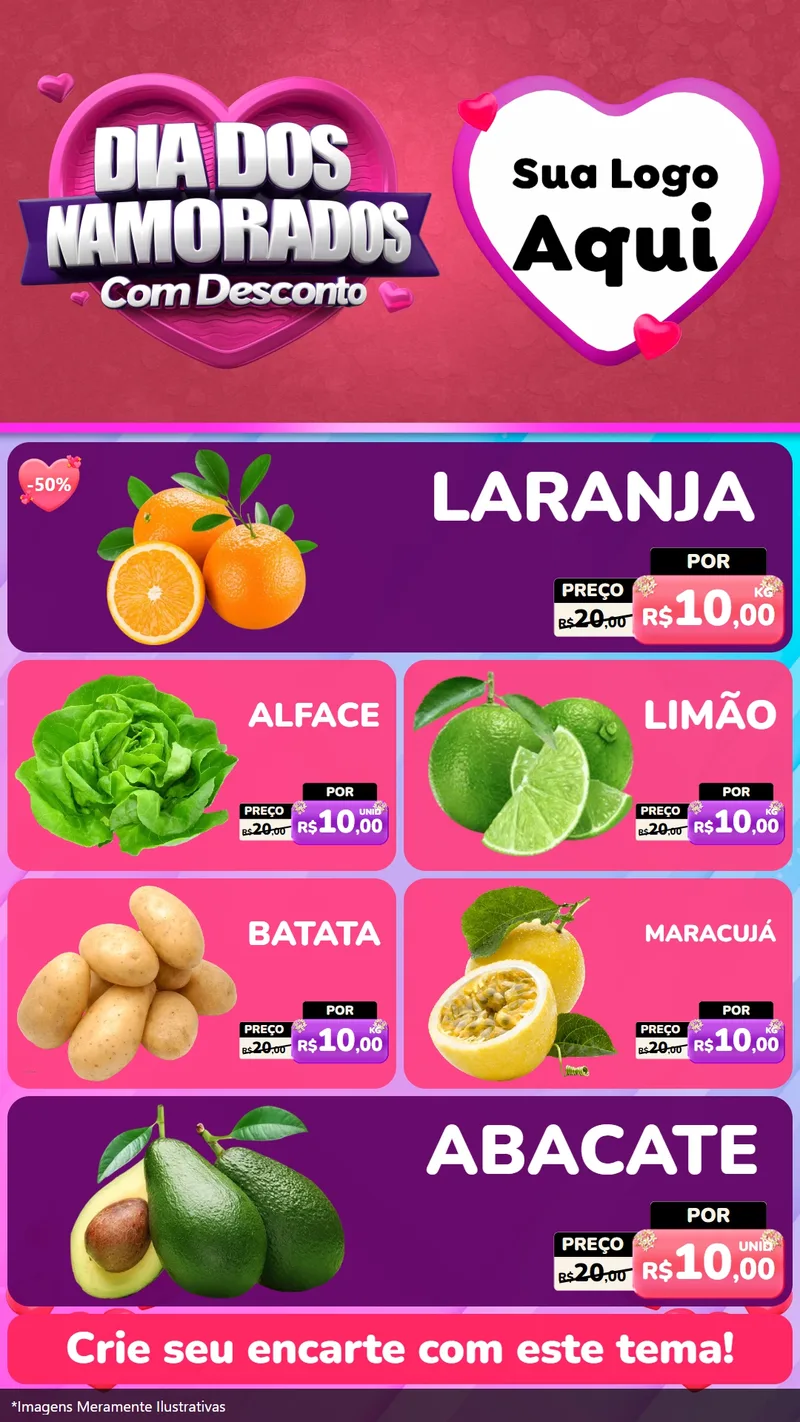 Modelo de TV para TV Vertical com o tema Dia Dos Namorados Com Desconto para Hortifrúti