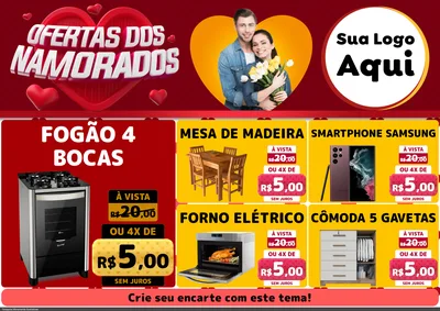 Modelo de Encarte para Encarte A4 Horizontal com o tema Ofertas Dos Namorados para Móveis e Eletro