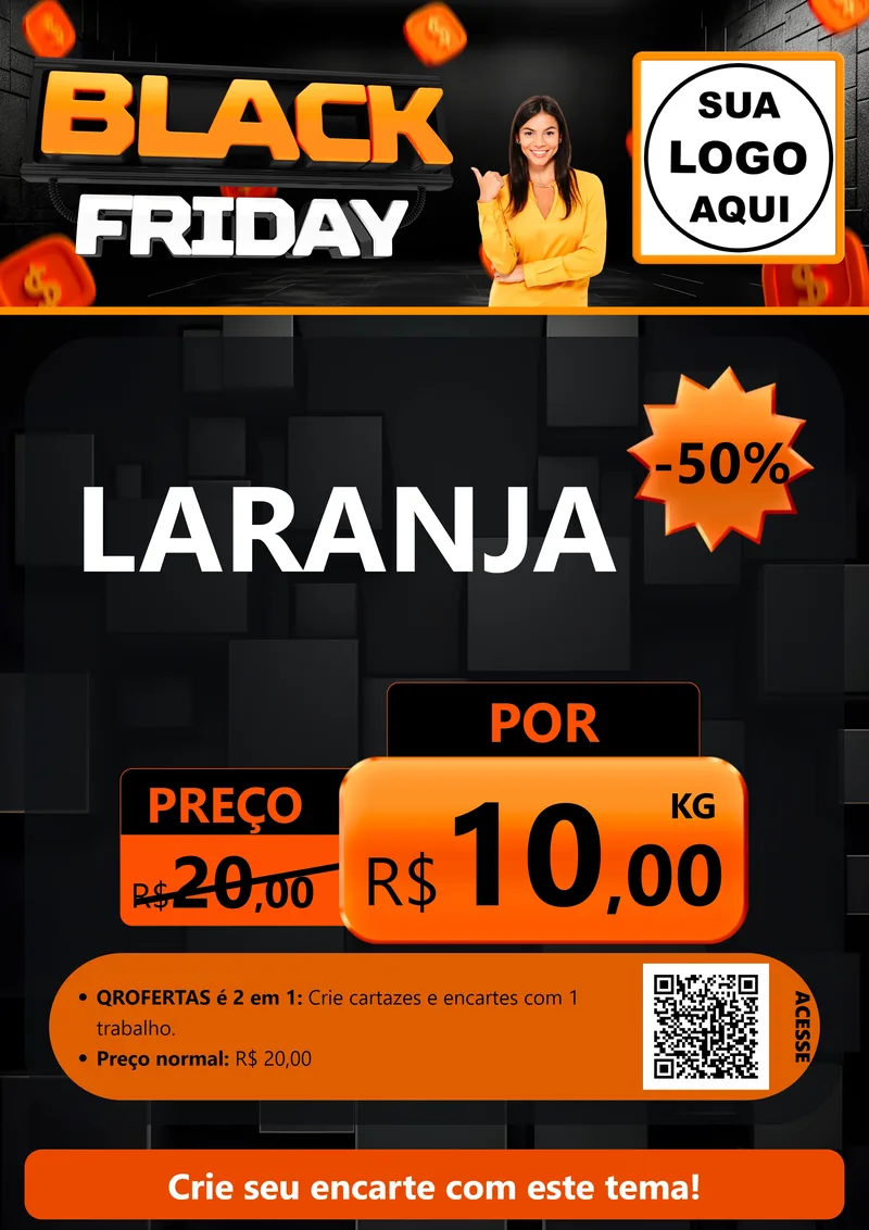 Modelo de Cartaz para Cartaz A4 Vertical com o tema Black Friday para Hortifrúti