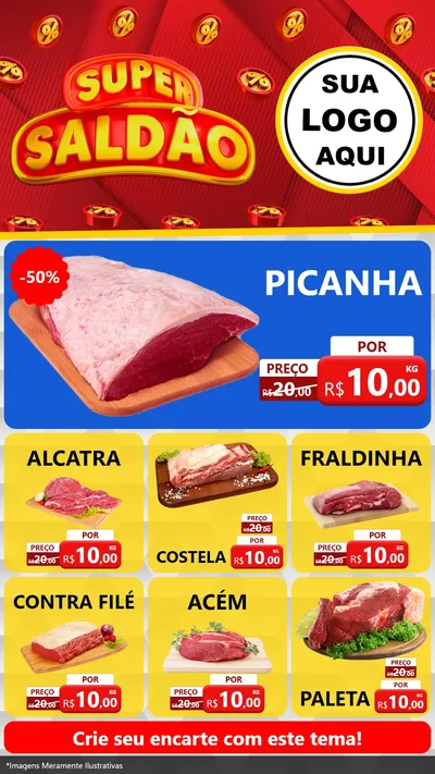 Modelo de Rede Social para Stories com o tema Super Saldão para Açougue