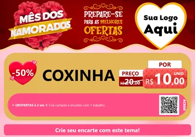 Modelo de Cartaz para Cartaz A4 Horizontal com o tema Mês dos Namorados para Salgadaria