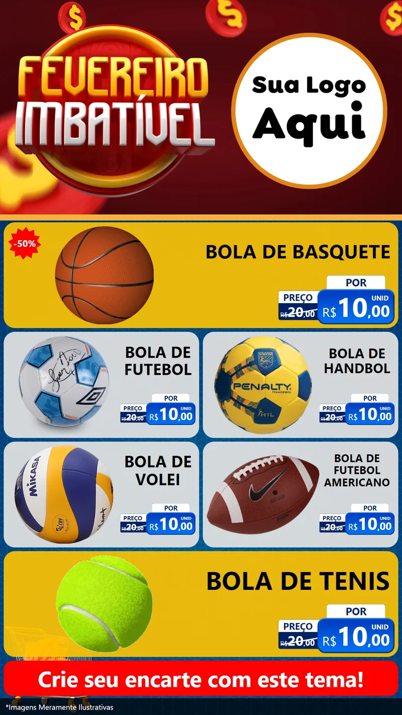 Modelo de TV para TV Vertical com o tema Fevereiro Imbatível para Artigos Esportivos
