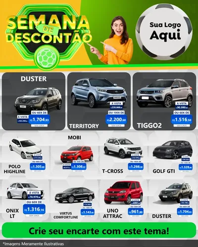 Modelo de Rede Social para Feed Instagram com o tema Semana de Descontão - Copa para Concessionaria de Carros