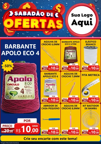 Modelo de Encarte para Encarte A4 Vertical com o tema Sabadão de Ofertas para Armarinho e Aviamentos