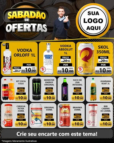 Modelo de Rede Social para Feed Instagram com o tema Sabadão de Ofertas para Distribuidora de bebidas