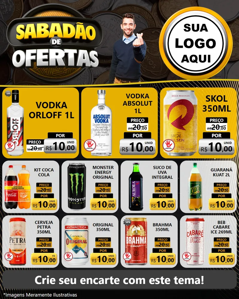Modelo de Rede Social para Feed Instagram com o tema Sabadão de Ofertas para Distribuidora de bebidas
