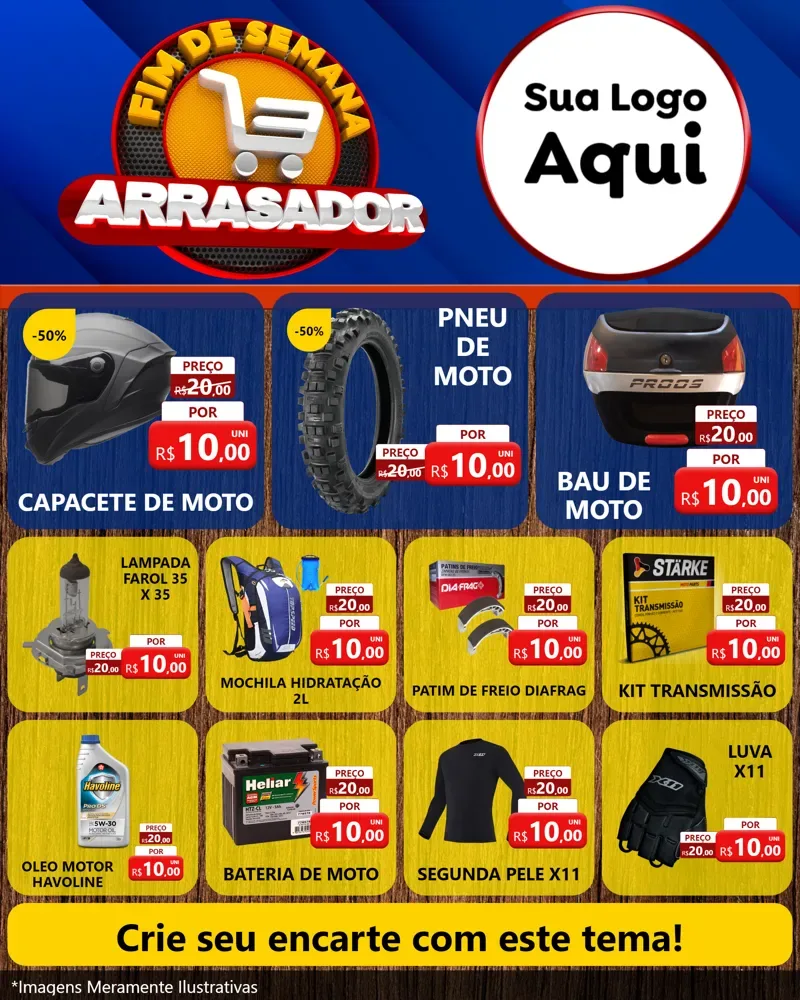Modelo de Rede Social para Feed Instagram com o tema Fim De Semana Arrasador para Moto peças