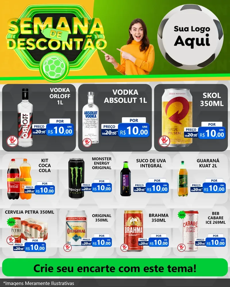 Modelo de Rede Social para Feed Instagram com o tema Semana de Descontão - Copa para Distribuidora de bebidas