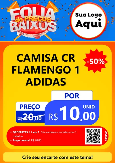 Modelo de Cartaz para Cartaz A4 Vertical com o tema Folia de Preços Baixos para Roupas e acessórios