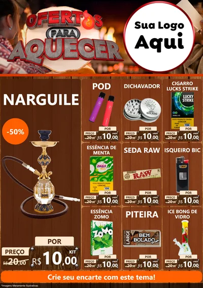Modelo de Encarte para Encarte A4 Vertical com o tema Ofertas Para Aquecer para Tabacaria
