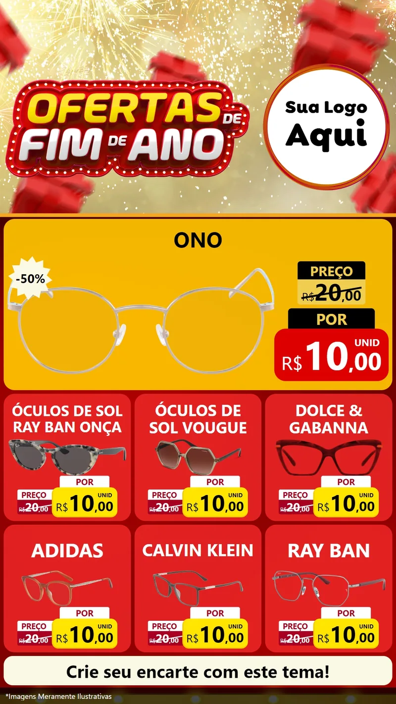 Modelo de Rede Social para Stories com o tema Ofertas de Fim de Ano para Óticas