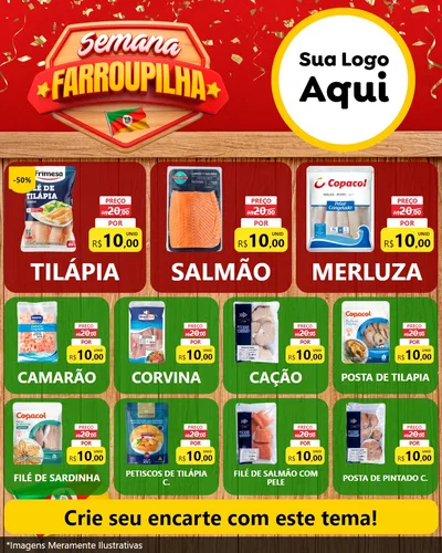 Modelo de Rede Social para Feed Instagram com o tema Semana Farroupilha para Peixaria