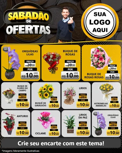 Modelo de Rede Social para Feed Instagram com o tema Sabadão de Ofertas para Floricultura e jardim