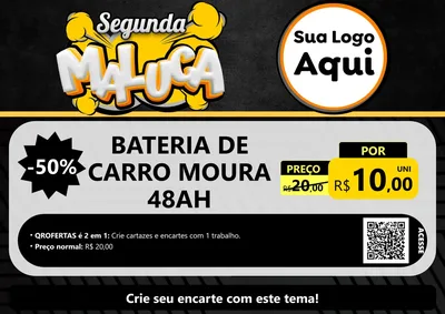 Modelo de Cartaz para Cartaz A4 Horizontal com o tema Segunda Maluca para Baterias Elétricas