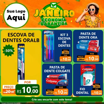 Modelo de Rede Social para Feed Facebook com o tema Janeiro - Economia Garantida para Higiene Pessoal