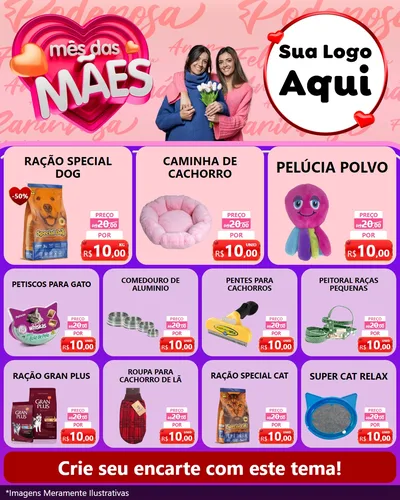 Modelo de Rede Social para Feed Instagram com o tema Mês Das Mães para Pet Shop